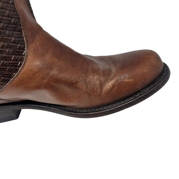 Vtg Stetson‎ Knee-High Brown Woven Leather Equestrian Boots Sz 8.5 Handmade - Picture 7 of 16